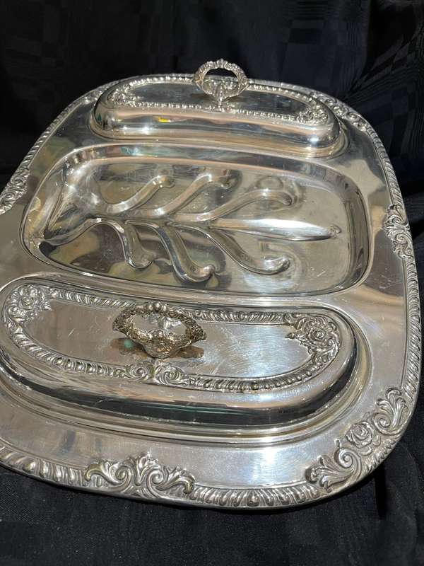 Serving dish roast/vegetables silver plated