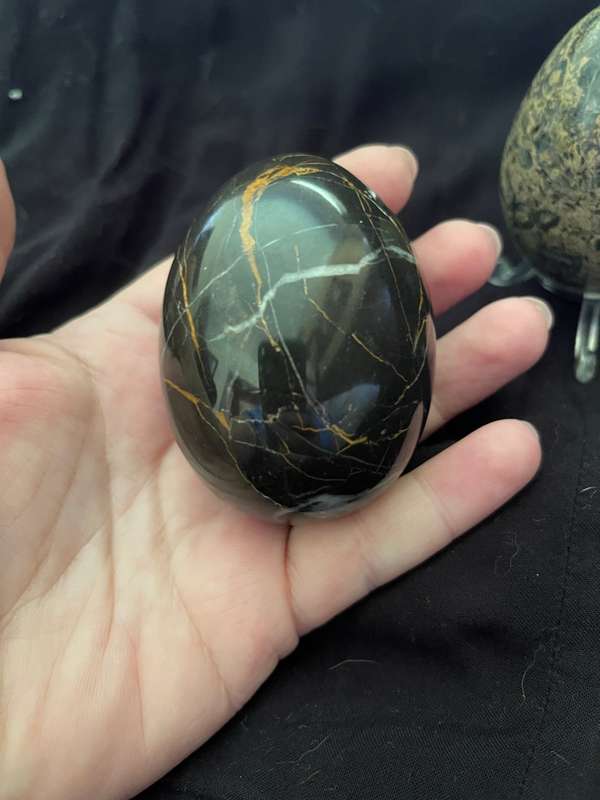 Ornaments marble eggs stands