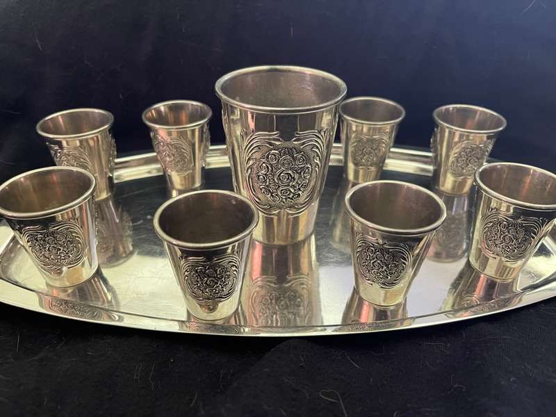 Goblets and tray silver plated