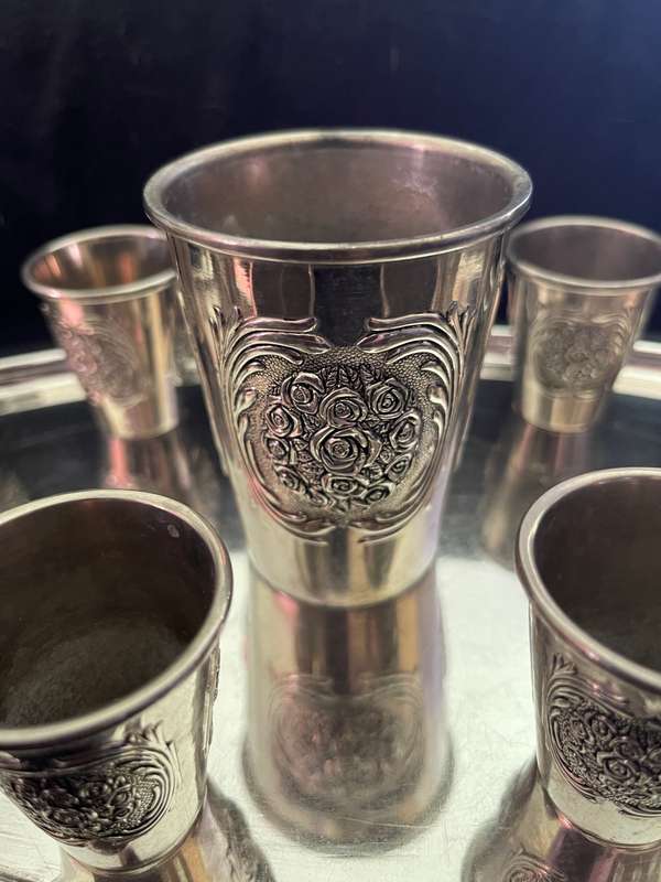 Goblets and tray silver plated