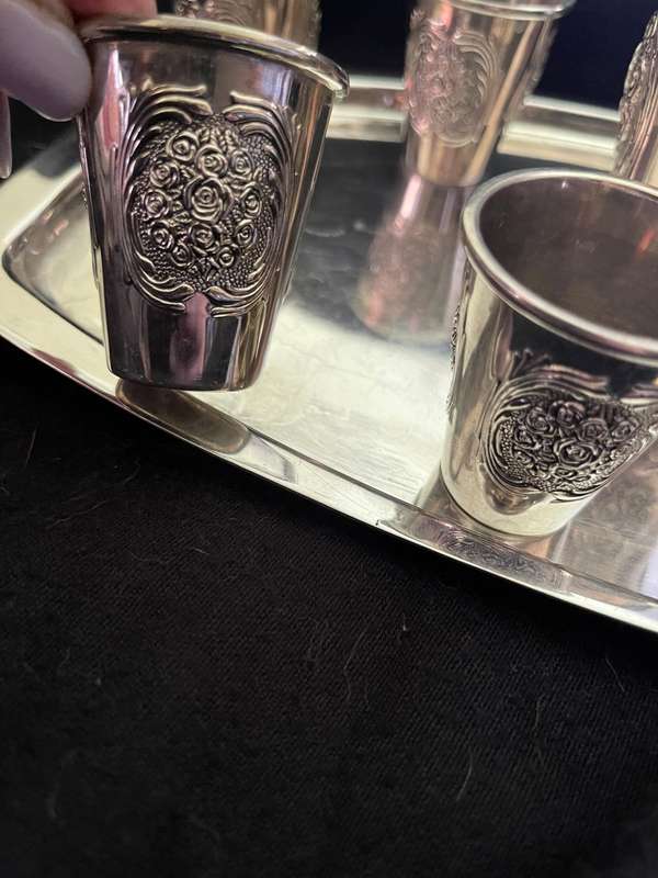 Goblets and tray silver plated