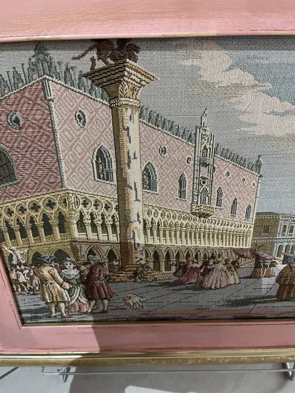 Framed tapestry scene