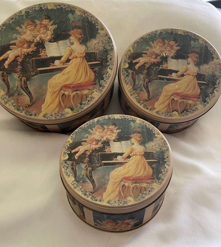 Tins decorative set x3 cherubs