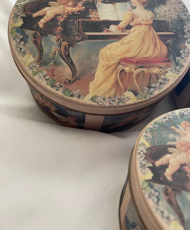 Tins decorative set x3 cherubs