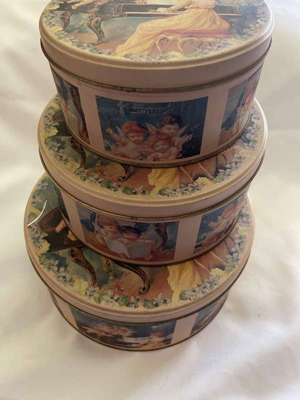 Tins decorative set x3 cherubs