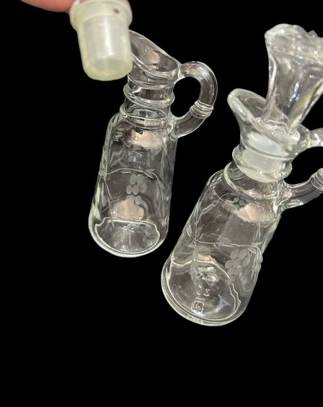 Salad dressing bottles grape etched set