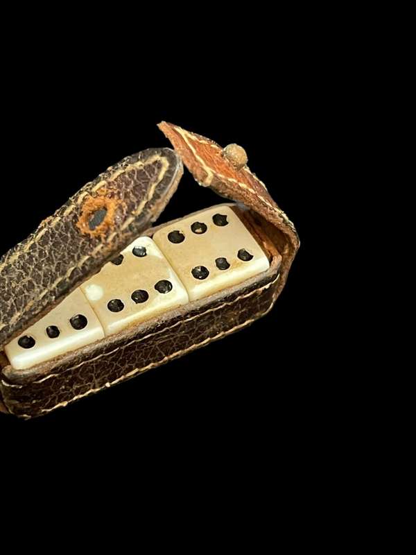 Ornament  dice leather pouch miniature
