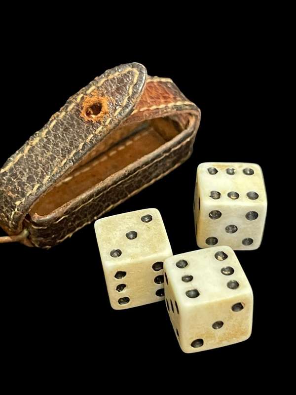 Ornament  dice leather pouch miniature