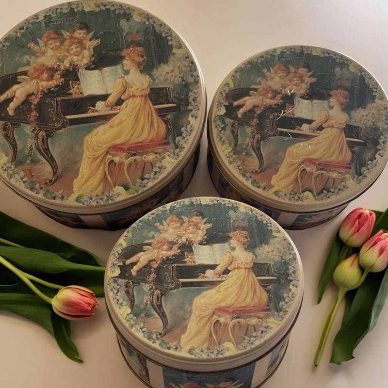 Tins decorative set x3 cherubs