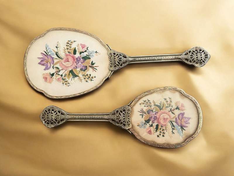 Brush mirror petit point set