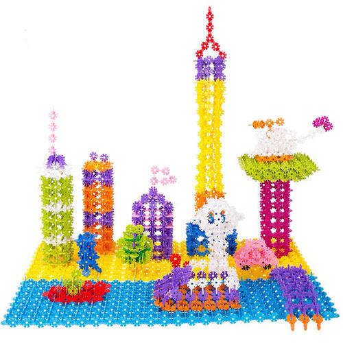 100Pc Child Kids Snowflake Building Blocks Multi-Color Plastic Educational Toy