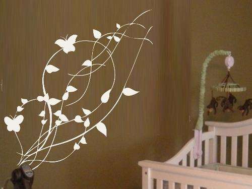VINYL DECAL - FLORAL BUTTERFLY - WALL ART