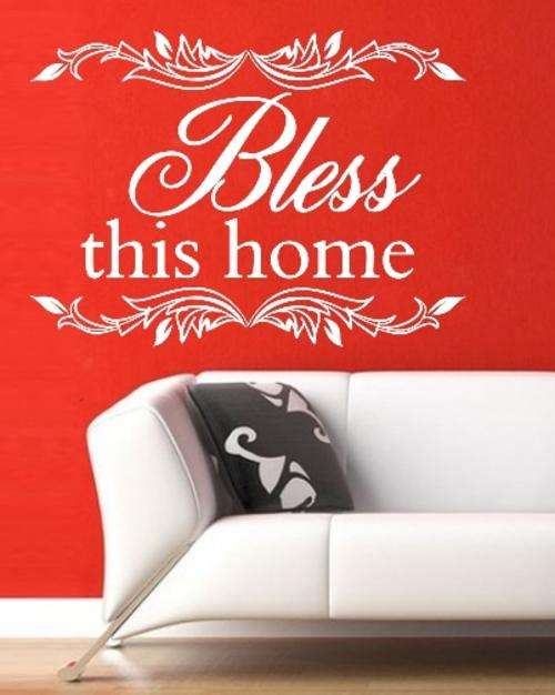 VINYL DECAL - BLESS THIS HOME INSPIRATIONAL QUOTE TYPE 2 - WALL ART