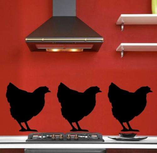 VINYL DECAL - 3 CHICKENS - WALL ART