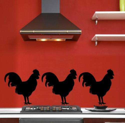 VINYL DECAL - 3 ROOSTERS - WALL ART
