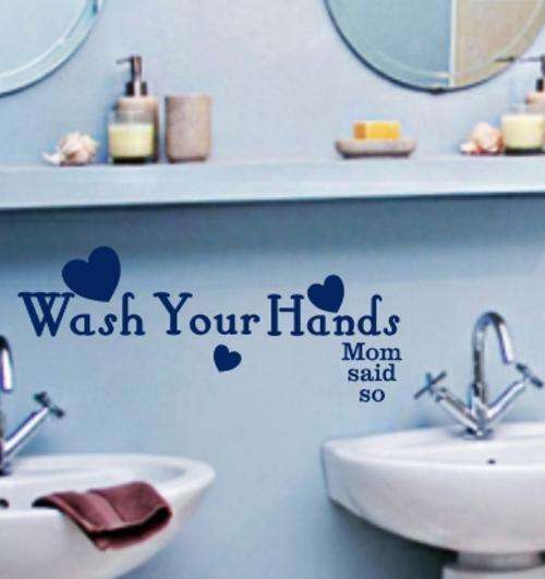 VINYL DECAL - WASH HANDS BATHROOM QUOTE 2 - WALL ART