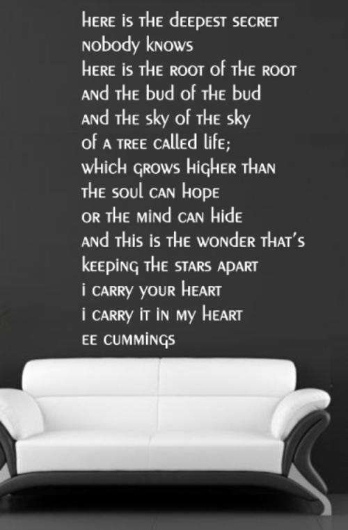VINYL DECAL - DEEPEST SECRET LOVE POEM TYPE 3 - WALL ART - CHOOSE COLOUR*