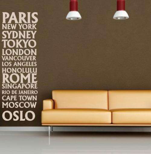 VINYL DECAL - CITIES OF THE WORLD - WALL ART