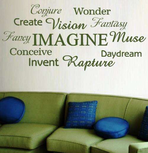 VINYL DECAL - IMAGINE INSPIRATIONAL WORD CLOUD - WALL ART