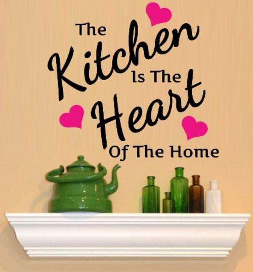 VINYL DECAL - KITCHEN HEART OF HOME INSPIRATIONAL QUOTE - WALL ART