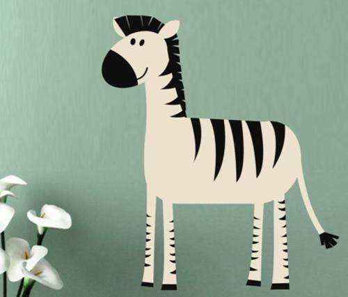 VINYL DECAL - CUTE ZEBRA - WALL ART - CHOOSE COLOUR