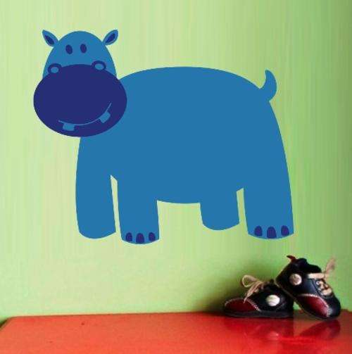 VINYL DECAL - CUTE HIPPOPOTAMUS - WALL ART - CHOOSE COLOUR