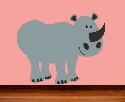 VINYL DECAL - CUTE RHINO - WALL ART