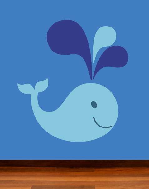 VINYL DECAL - CUTE WHALE - WALL ART - CHOOSE COLOUR