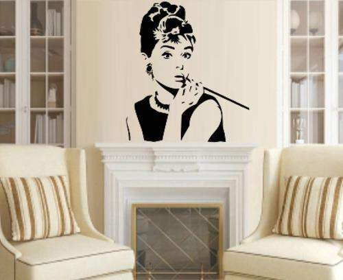 FREE SHIP/LOW COURIER - AUDREY HEPBURN - WALL STICKER - 60+ COLOURS