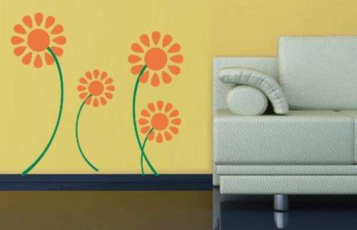 VINYL DECAL - FLOWERS TYPE 1 - WALL ART - CHOOSE COLOUR