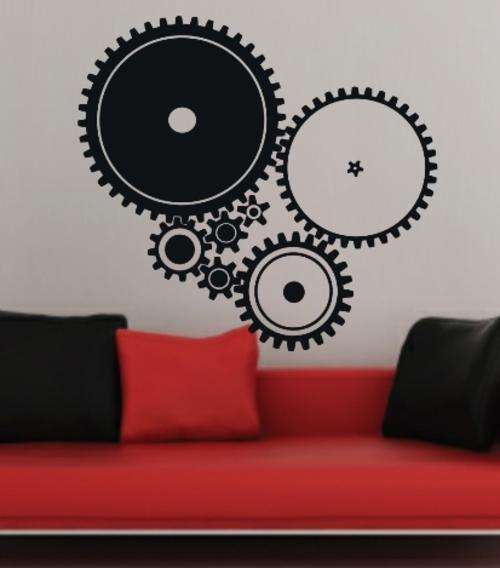 FREE SHIP/LOW COURIER - GEARS - WALL STICKER - CHOOSE COLOUR