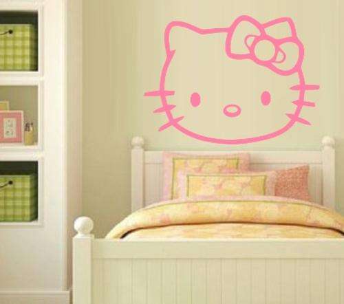 VINYL DECAL - HELLO KITTY - WALL ART - CHOOSE COLOUR