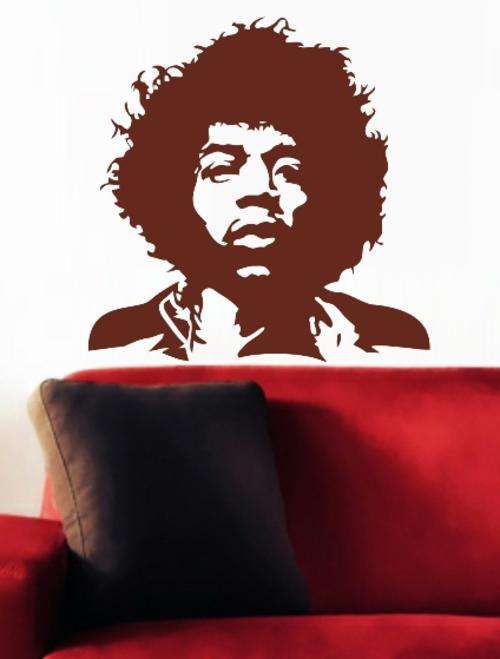 FREE SHIPPING - JIMI HENDRIX WALL STICKER - CHOOSE COLOUR