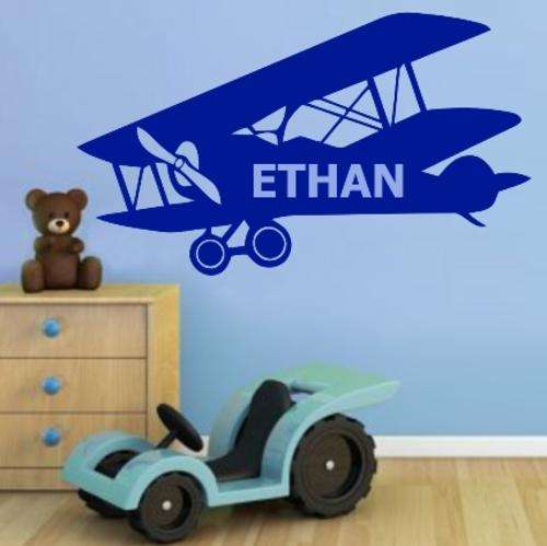 FREE SHIP/LOW COURIER - PERSONALISED PLANE - WALL STICKER - 60+ COLOURS