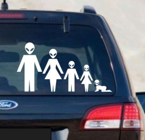 VINYL DECAL - ALIEN FAMILY CAR STICKERS - CAR ART- CHOOSE COLOUR*