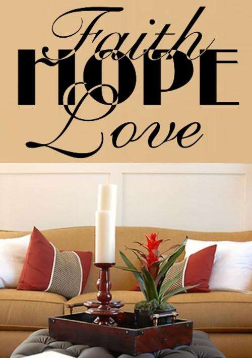 FREE SHIPPING - FAITH HOPE LOVE INSPIRATIONAL QUOTE WALL STICKER - CHOOSE COLOUR