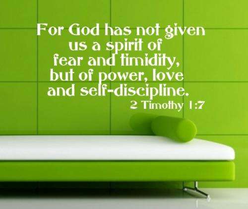 FREE SHIP/LOW COURIER - BIBLE VERSE 2 TIM 1:7 INSPIRATIONAL QUOTE 1 - WALL STICKER - 60+ COLOURS