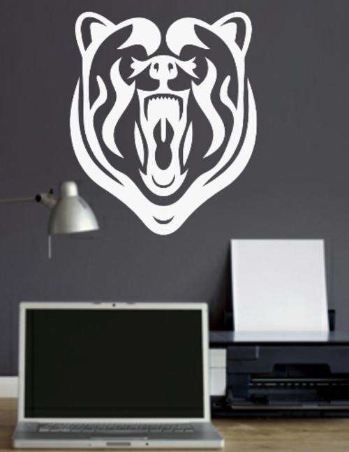 *NEW* VINYL DECAL - BEAR FACE - WALL ART - CHOOSE COLOUR*