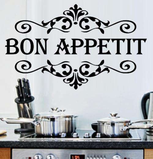 FREE SHIPPING - BON APPETIT KITCHEN QUOTE 2 WALL STICKER - CHOOSE COLOUR