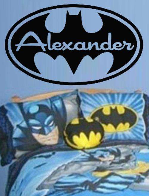FREE SHIP/LOW COURIER - BATMAN PERSONALISED WINGS 3 - WALL STICKER - 60+ COLOURS