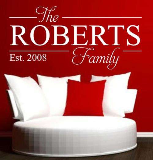 FREE SHIP/LOW COURIER - PERSONALISED ESTABLISH FAMILY NAME 3 - WALL STICKER - 60+ COLOURS