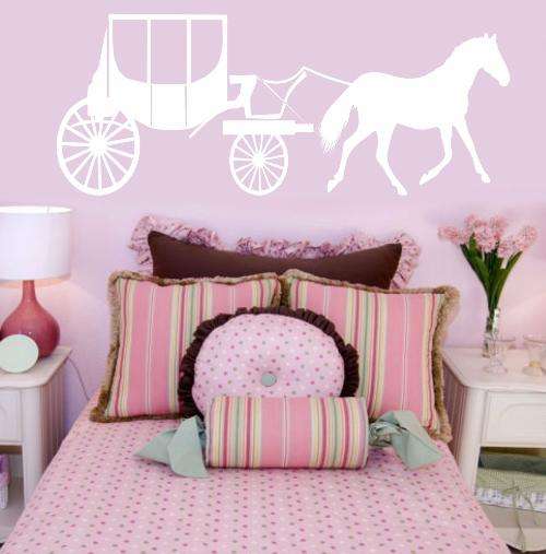 FREE SHIPPING - HORSE & CARRIAGE 2 WALL STICKER - CHOOSE COLOUR