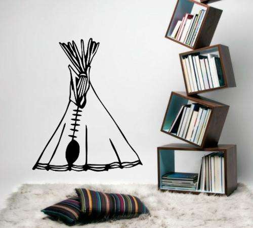 VINYL DECAL - AMERICAN INDIAN TEEPEE - WALL ART - CHOOSE COLOUR