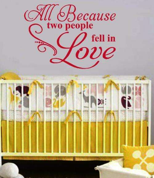 FREE SHIPPING - ALL BECAUSE TWO PEOPLE FELL IN LOVE ROMANTIC QUOTE 1 WALL STICKER - CHOOSE COLOUR