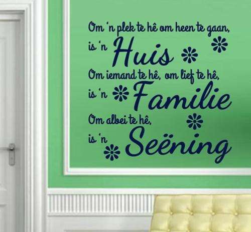 FREE SHIP/LOW COURIER - FAMILIE SEENING AFRIKAANSE KWOTASIE 1 WALL STICKER - 60+ COLOURS
