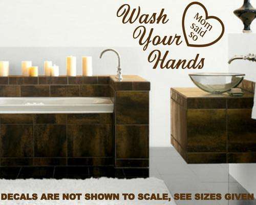 FREE SHIPPING - WASH YOUR HANDS BATHROOM QUOTE WALL DECAL - MED