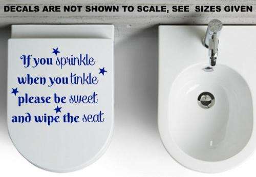 FREE SHIP/LOW COURIER - AMUSING SPRINKLE BATHROOM QUOTE - WALL STICKER - 60+ COLOURS