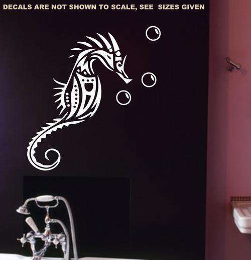 FREE SHIP/LOW COURIER - TRIBAL SEAHORSE WITH BUBBLES - SML 60+ COLOURS