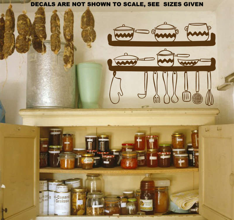 FREE SHIP/LOW COURIER - KITCHEN UTENSILS WALL STICKER - SML 60+ COLOURS
