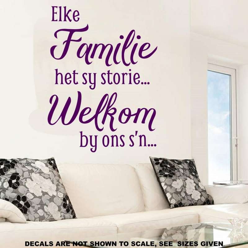 FREE SHIP/LOW COURIER - Elke Familie Het Sy Storie Afrikaans Wall Sticker - SML 60+ colours